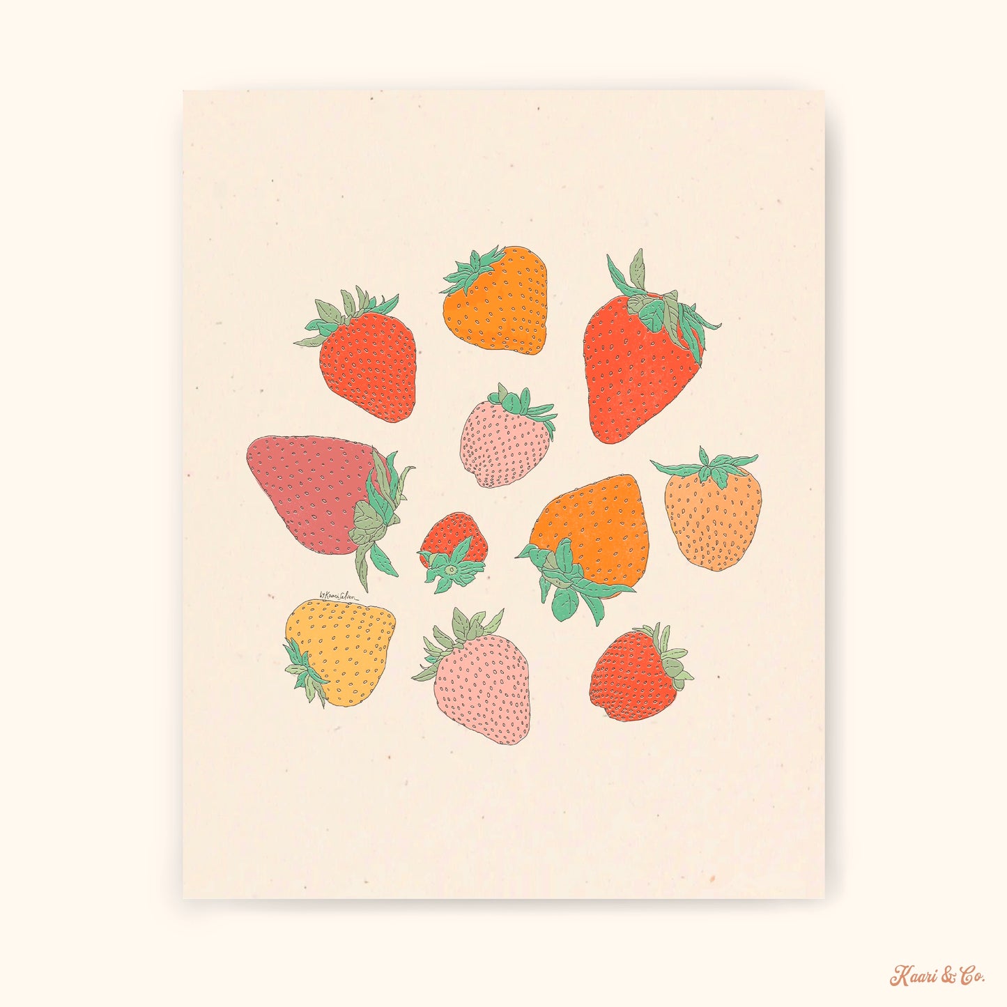 Just Strawberries Circle Art Print