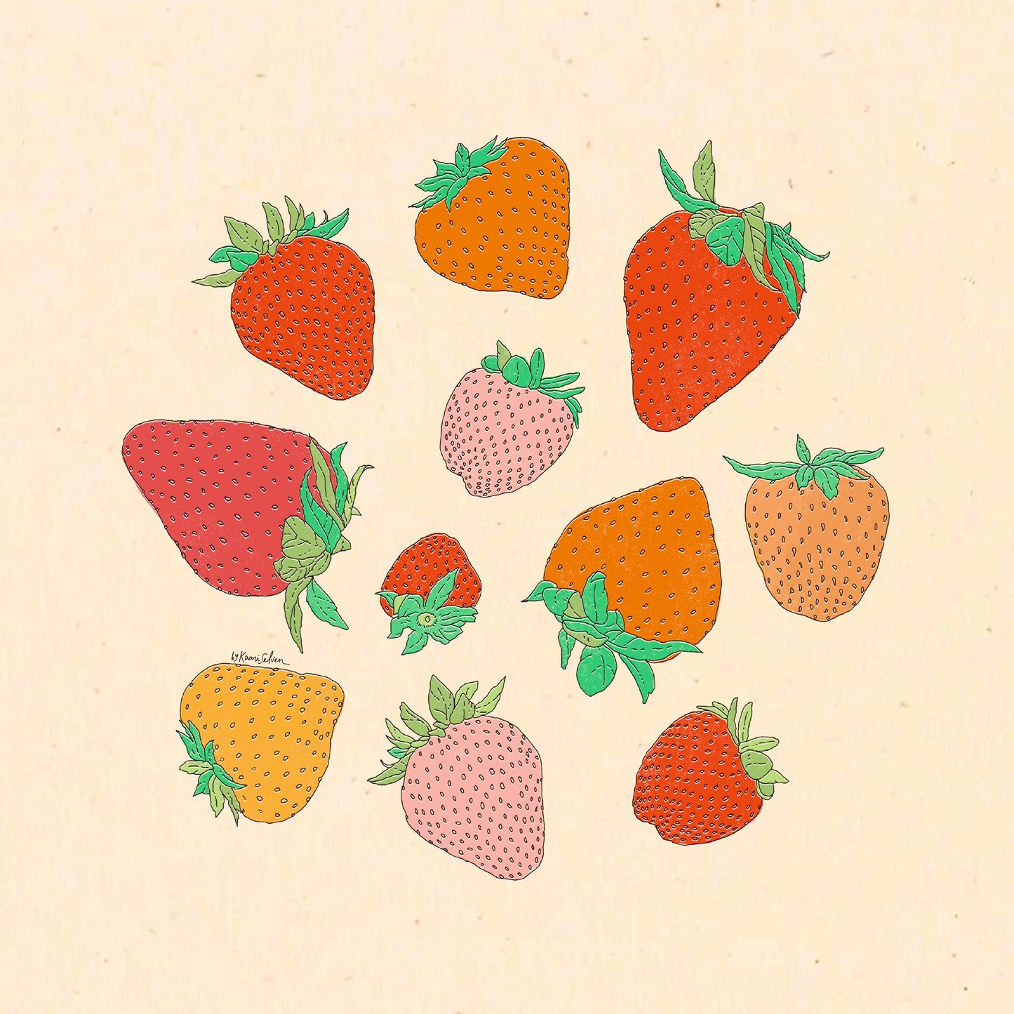 Just Strawberries Circle Art Print
