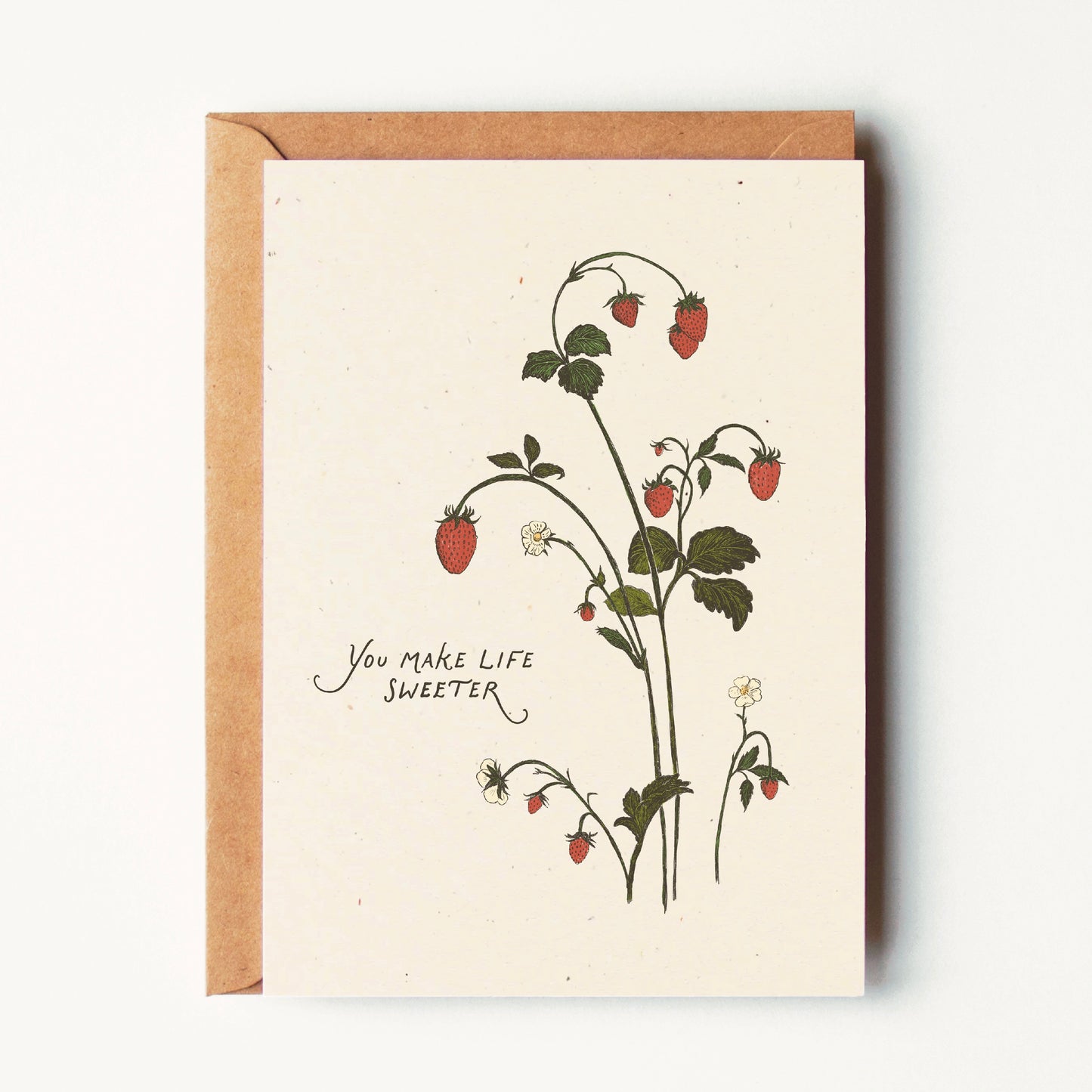 You Make Life Sweeter, Strawberry Sprig Greeting Card