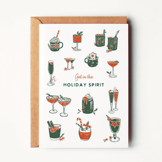 Get In the Holiday Spirit, Cocktail Themed Greeting Card
