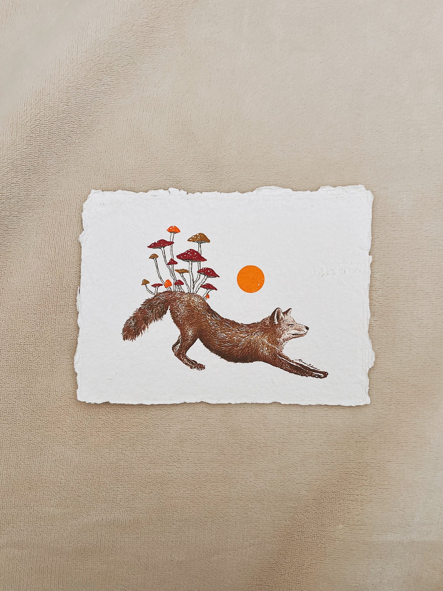 Mushroom Fox Heirloom Art Print