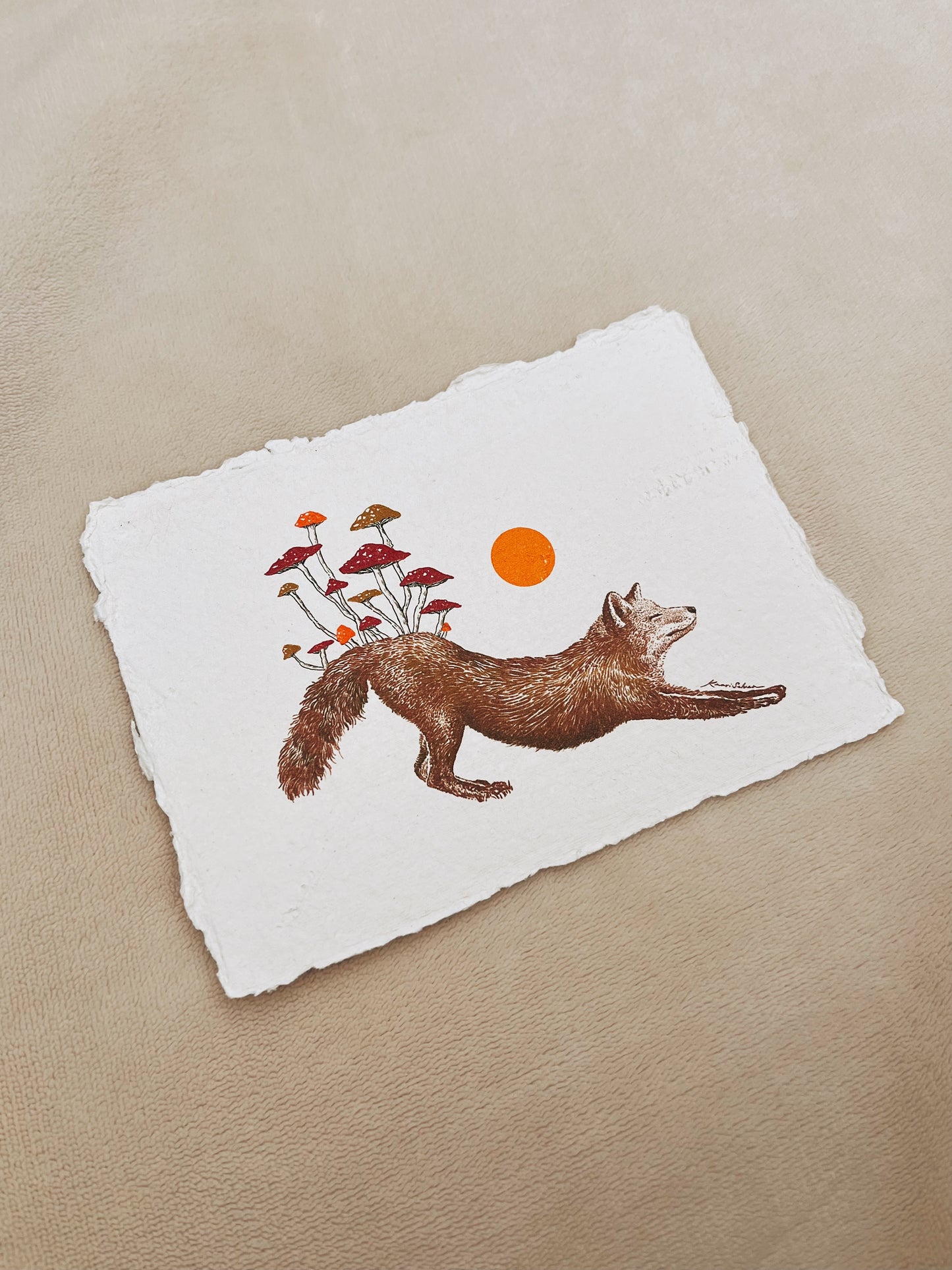 Mushroom Fox Heirloom Art Print