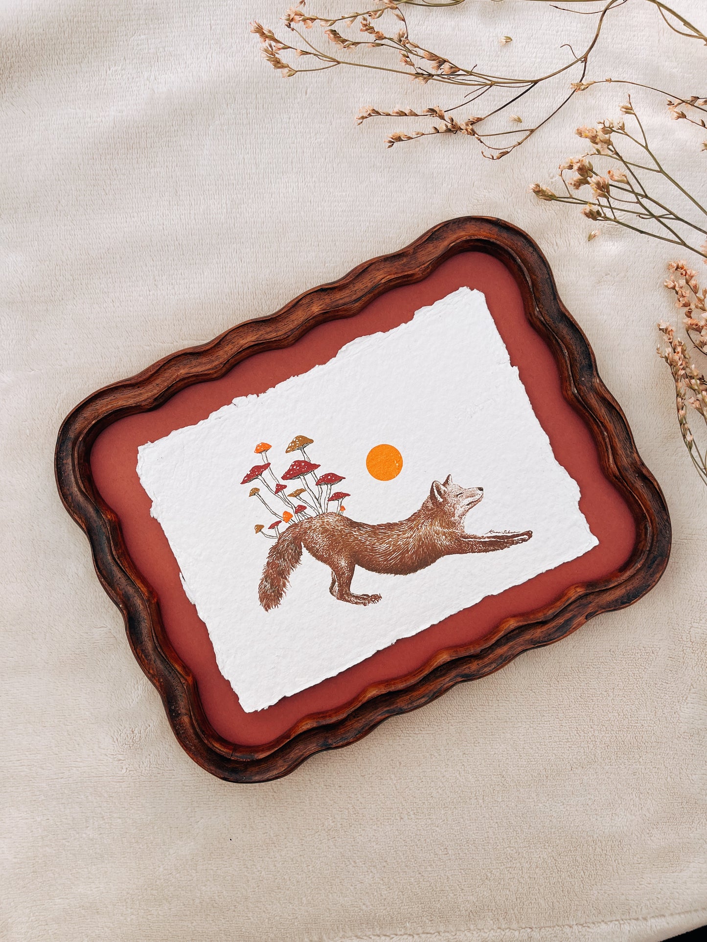 Mushroom Fox Heirloom Art Print