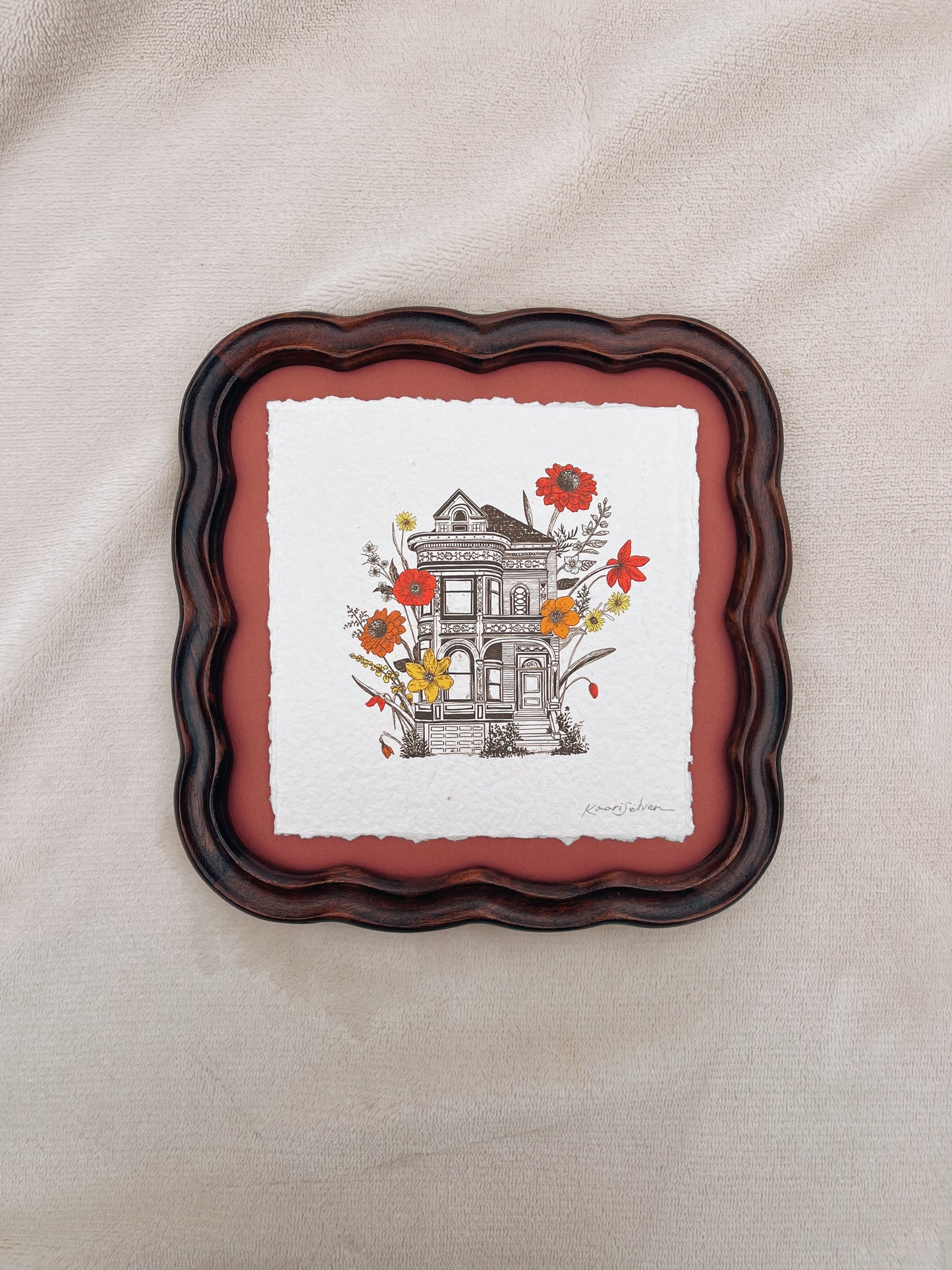 Floral Victorian House Heirloom Art Print