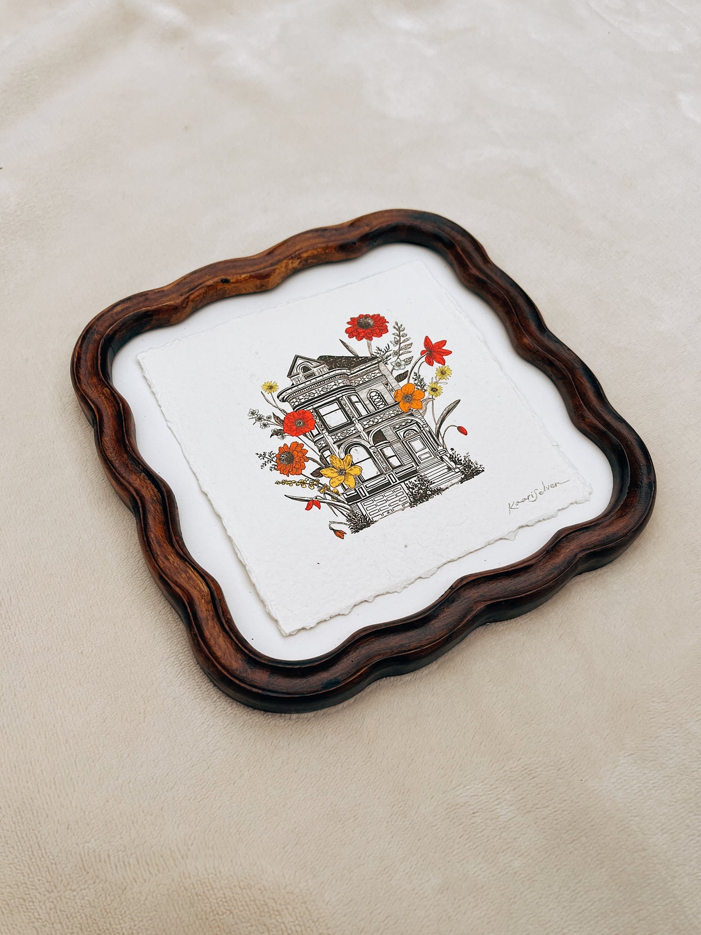 Floral Victorian House Heirloom Art Print