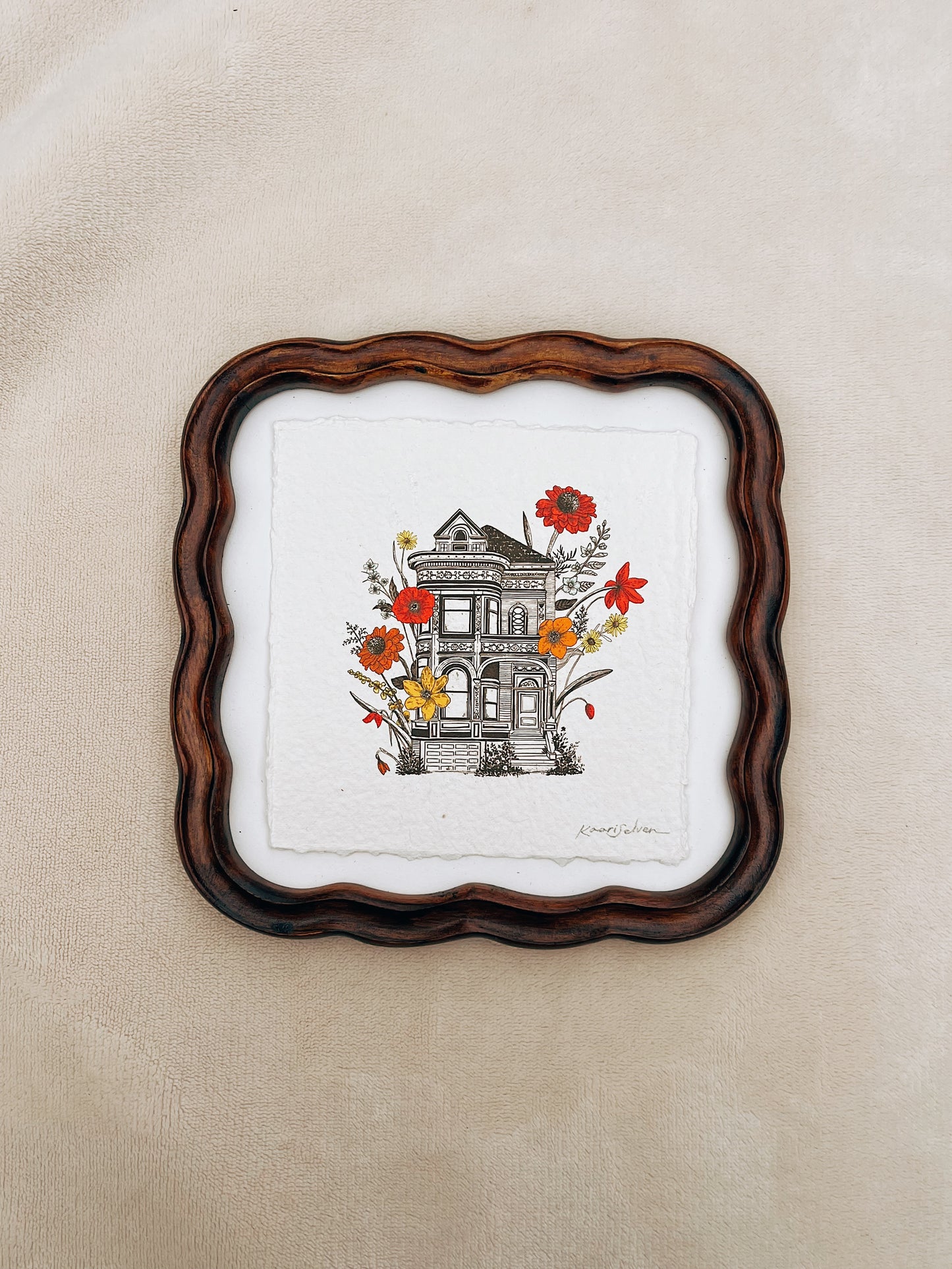 Floral Victorian House Heirloom Art Print