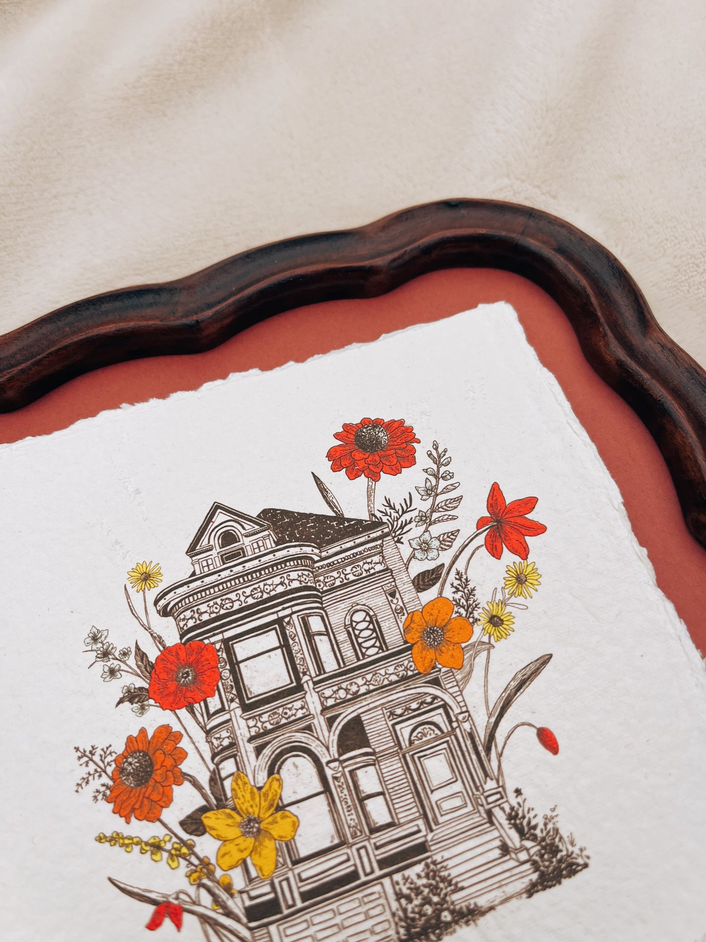 Floral Victorian House Heirloom Art Print