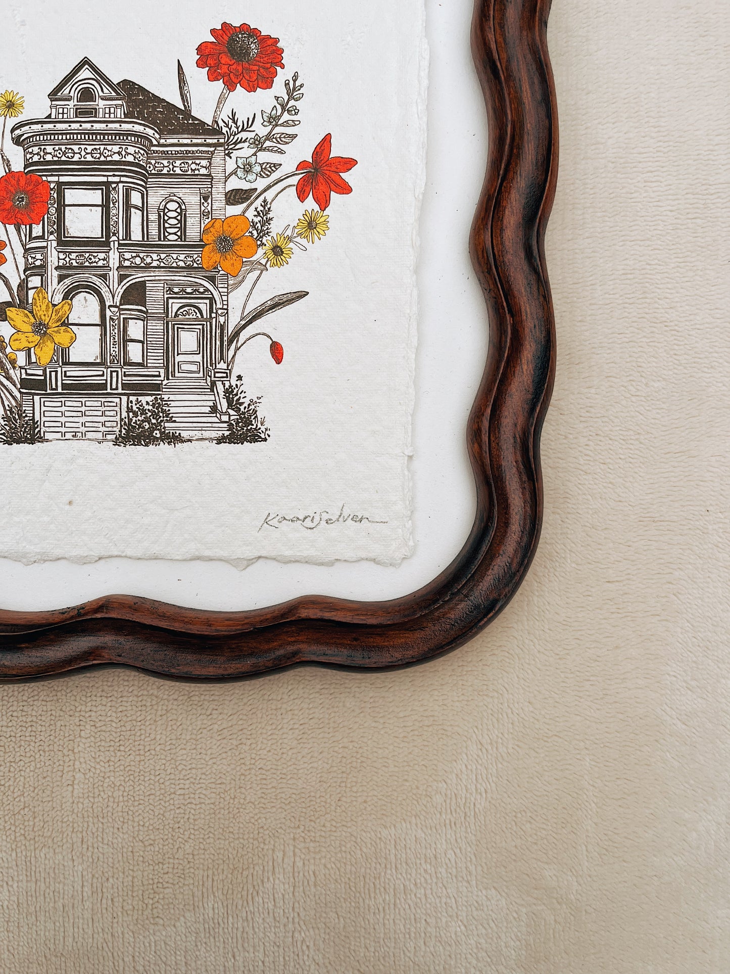 Floral Victorian House Heirloom Art Print