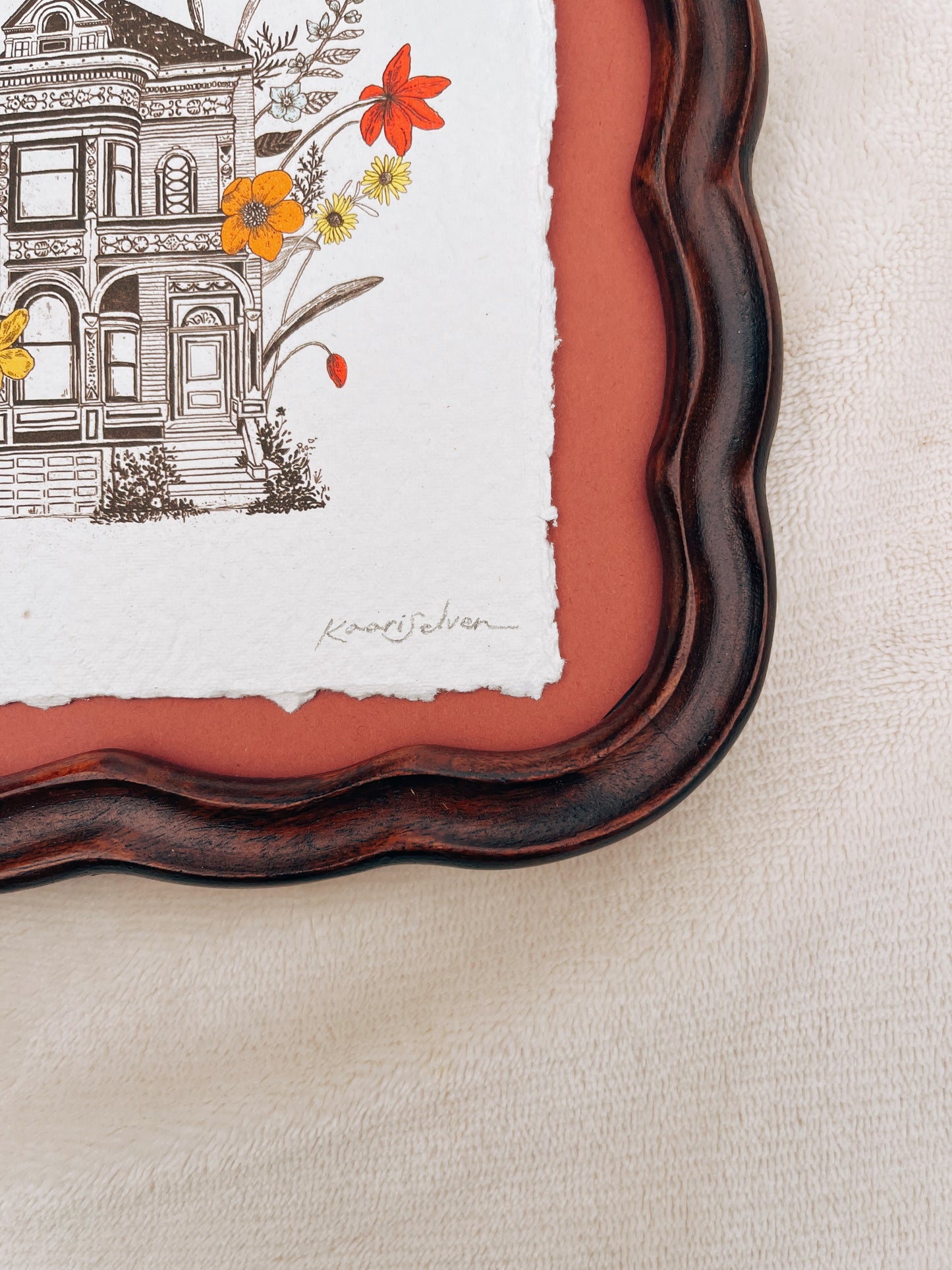 Floral Victorian House Heirloom Art Print