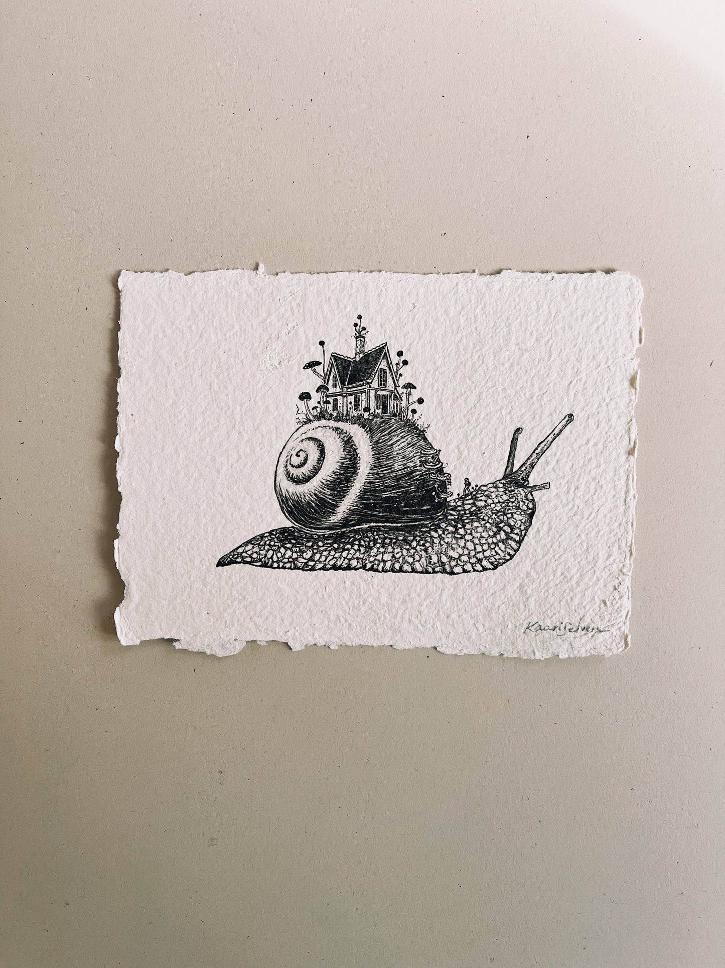 Mushroom Snail House Heirloom Art Print