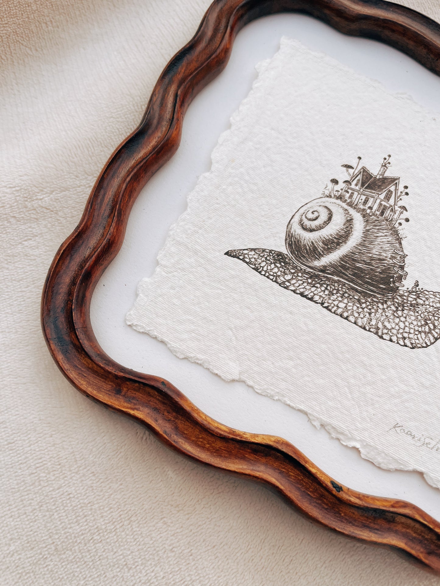 Mushroom Snail House Heirloom Art Print