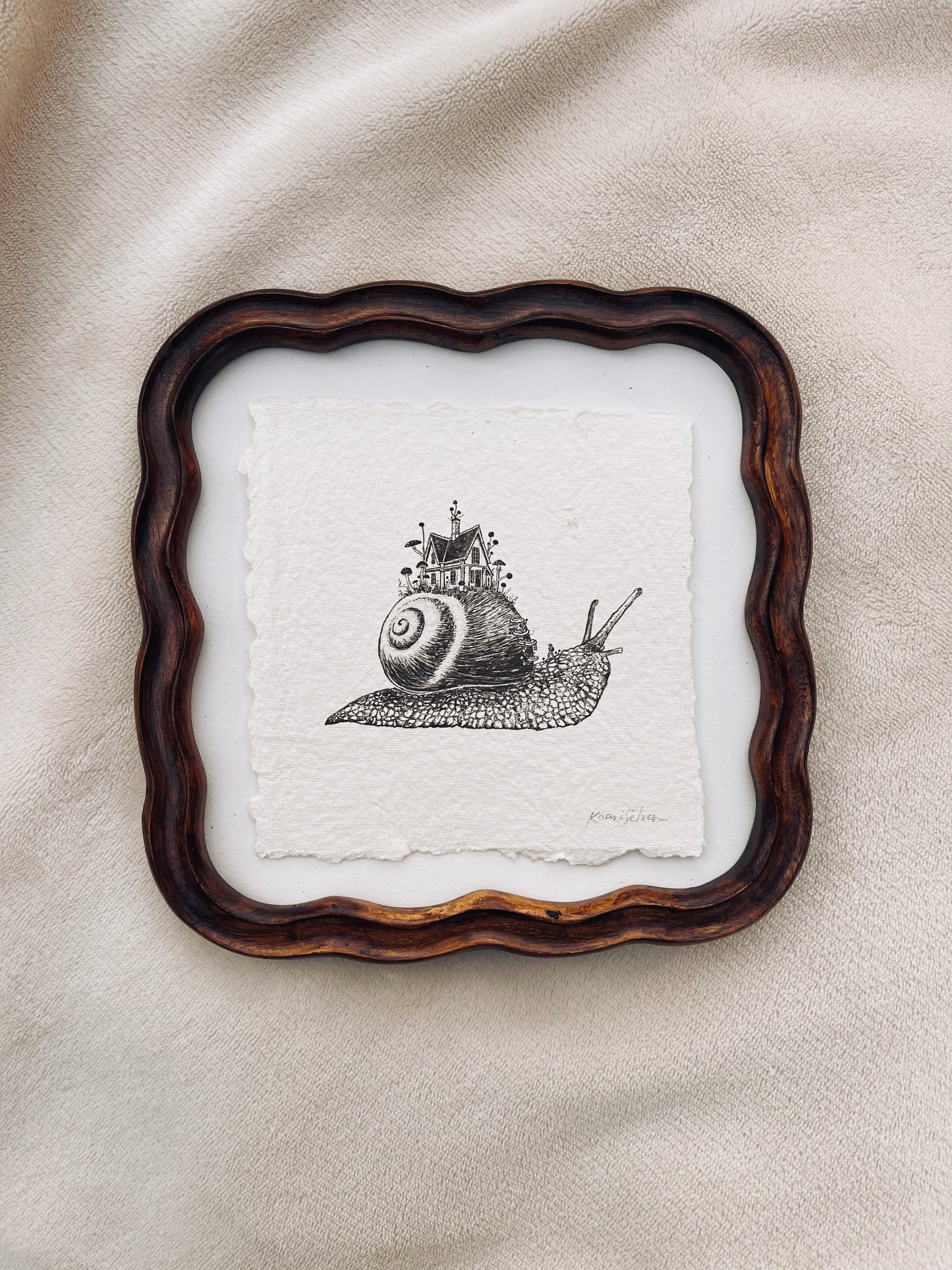 Mushroom Snail House Heirloom Art Print