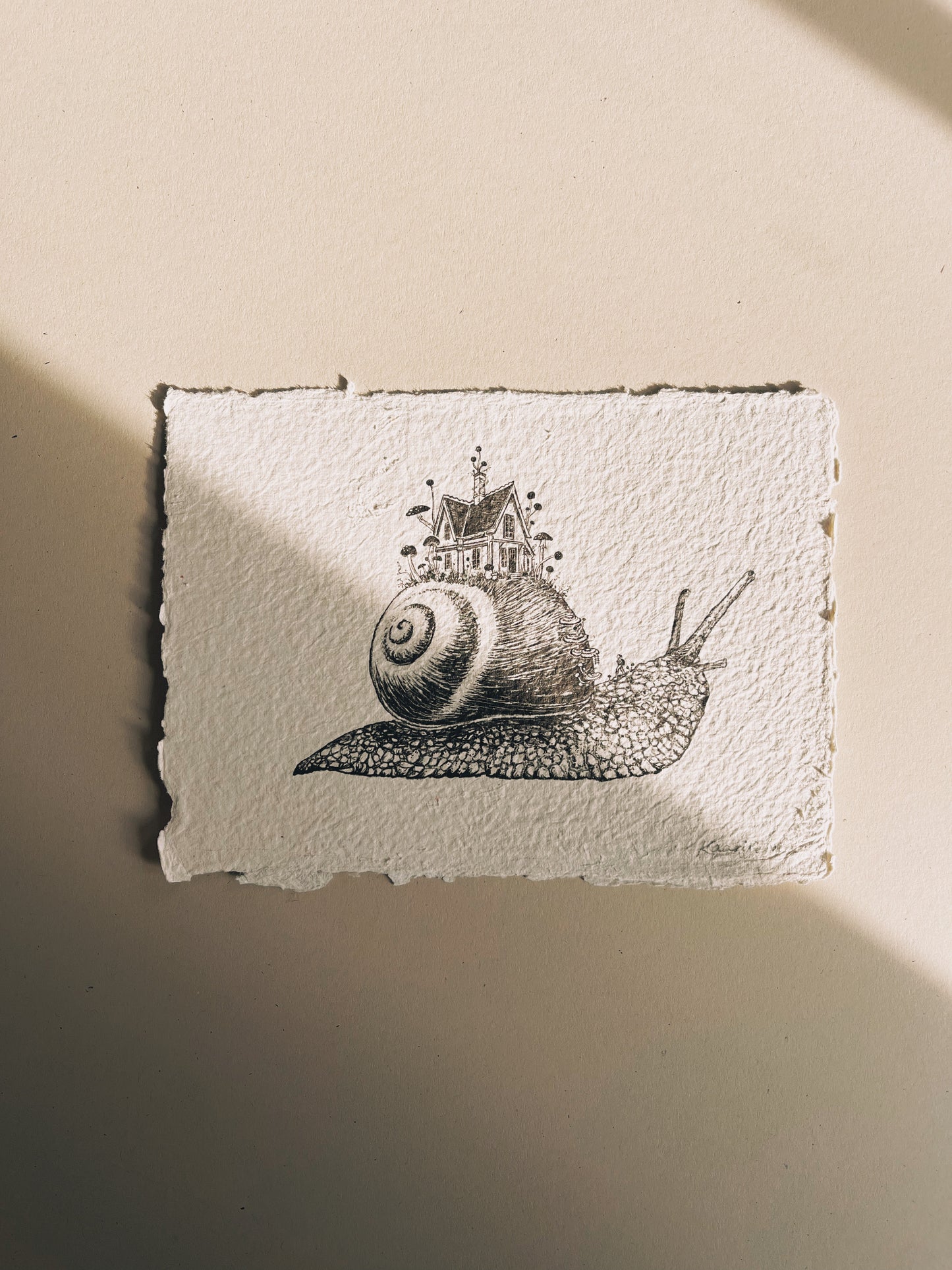 Mushroom Snail House Heirloom Art Print