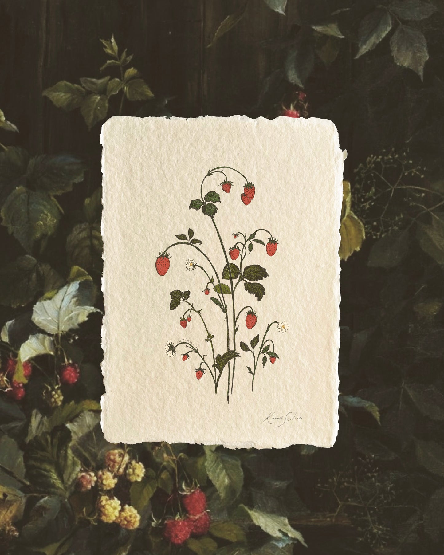 Strawberry Sprig Heirloom Art Print