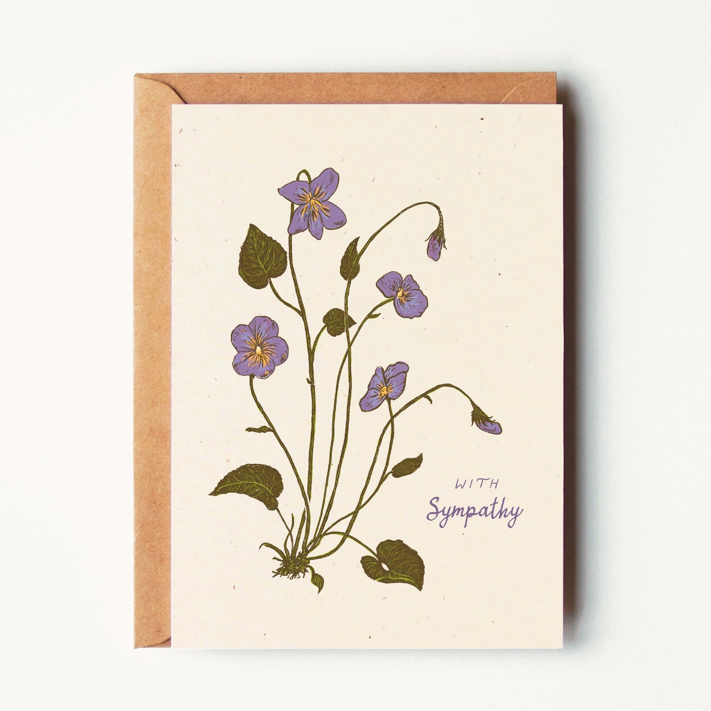 With Sympathy - Violets - Greeting Card