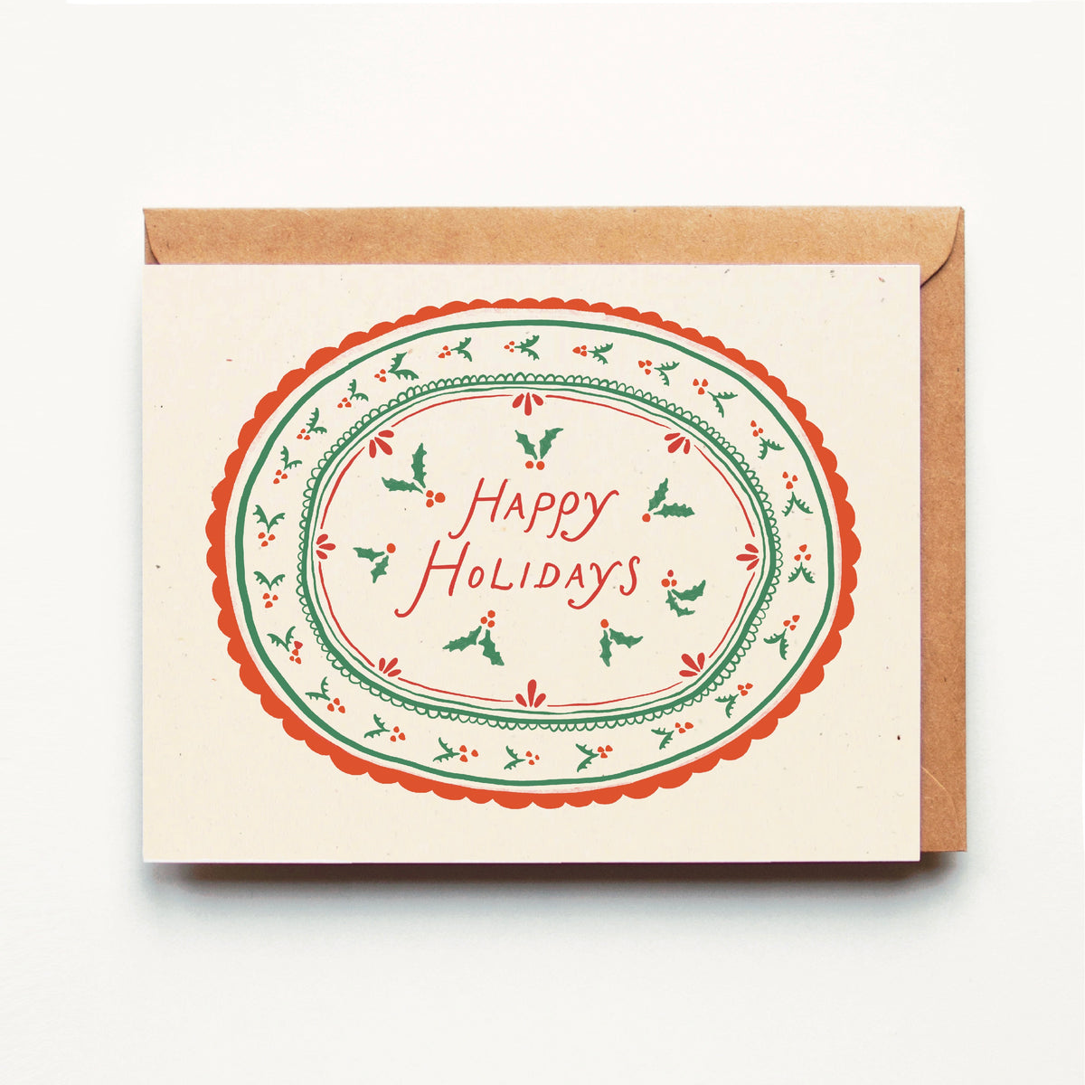 Happy Holidays - Cottage Holly Plate - Holiday Greeting Card