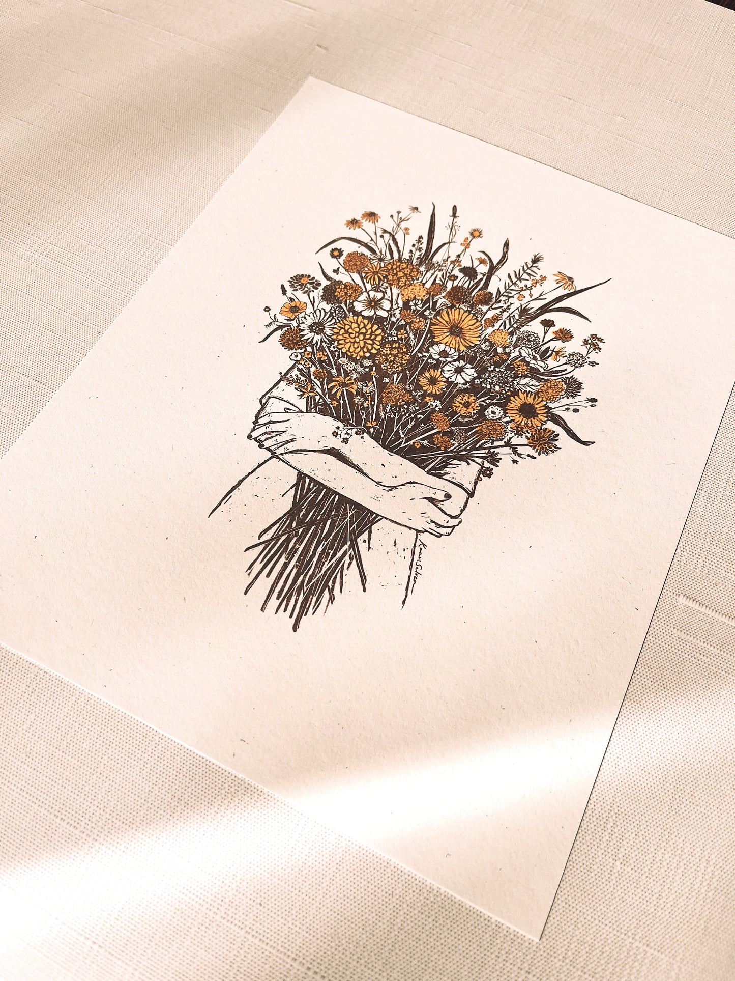 Flowers in Her Arms Art Print - Open Edition