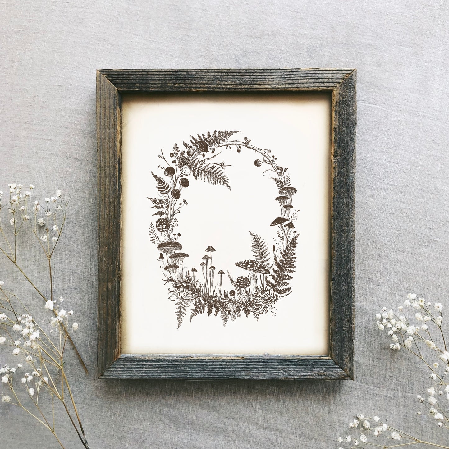 Mushroom Wreath Art Print