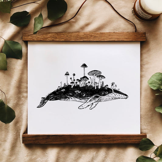 Mushroom Whale Art Print