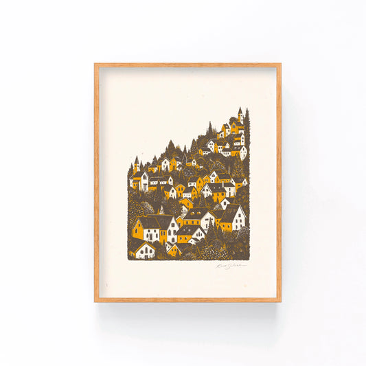 Village on a Hill Art Print - Open Edition