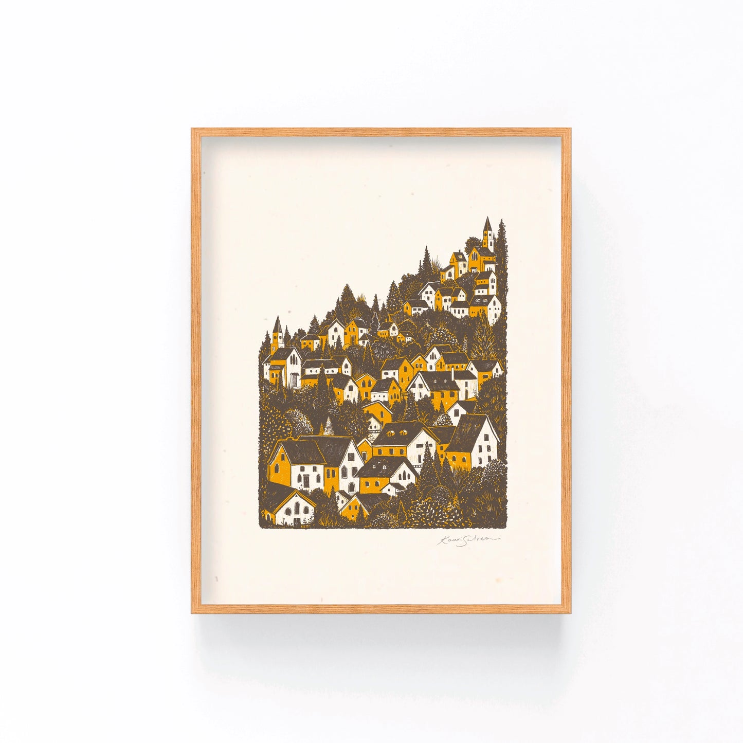 Village on a Hill Art Print
