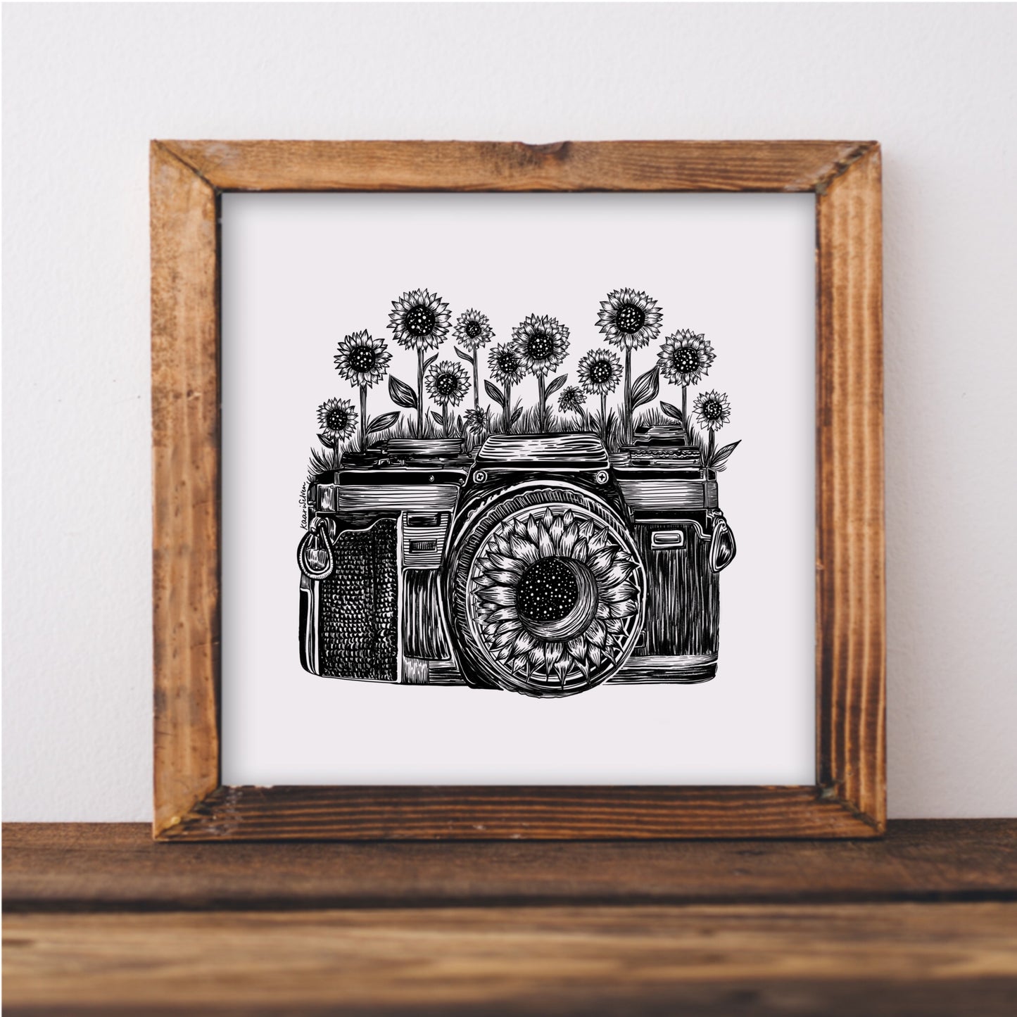 Sunflower Camera Art Print