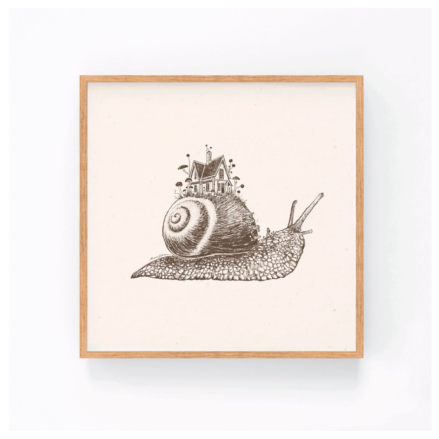 Mushroom Snail House Art Print - Open Edition