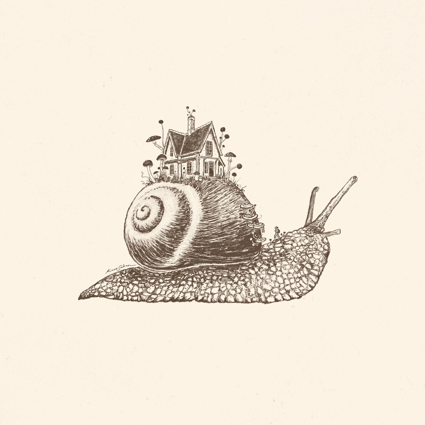 Mushroom Snail House Art Print - Open Edition