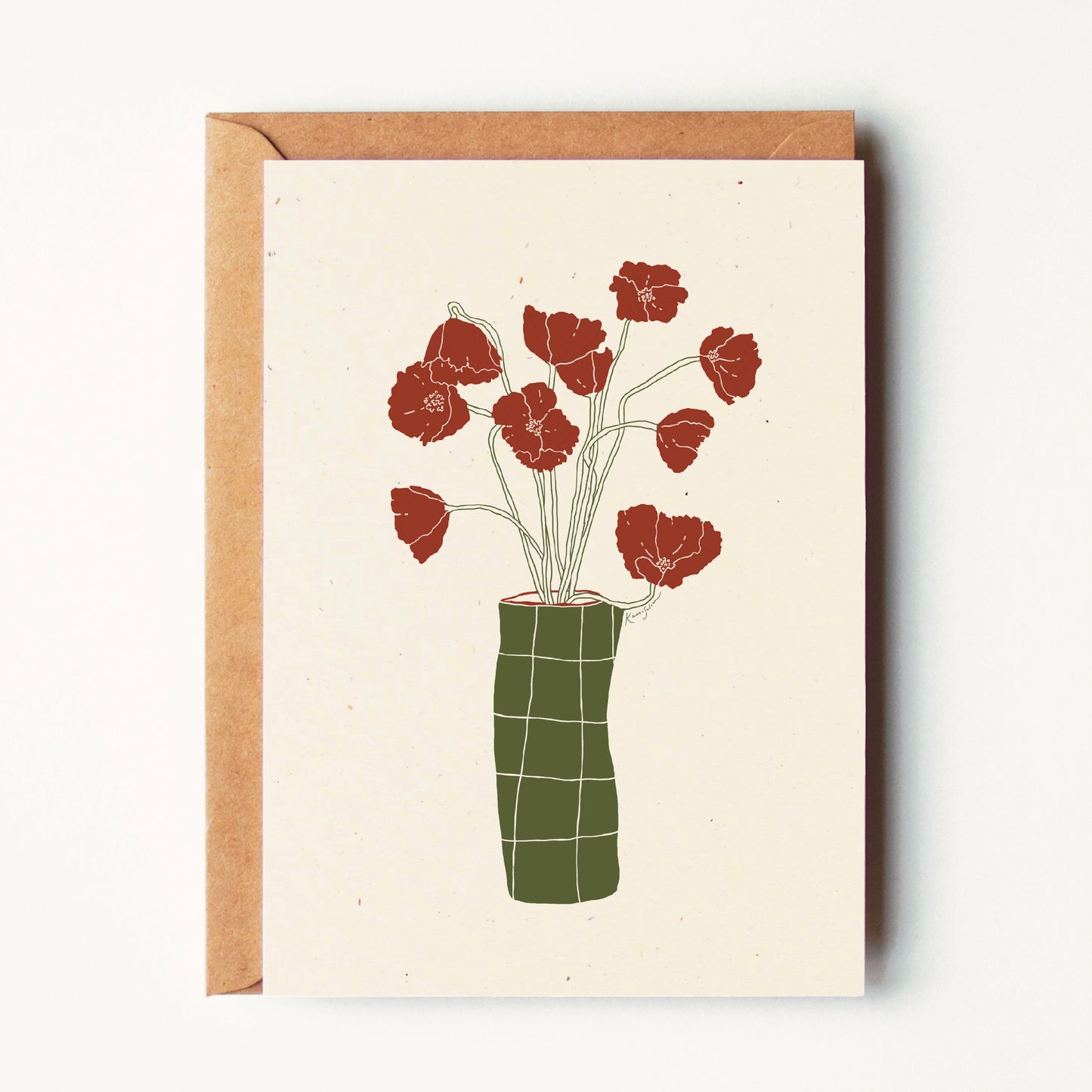 Retro Floral Vase Greeting Card