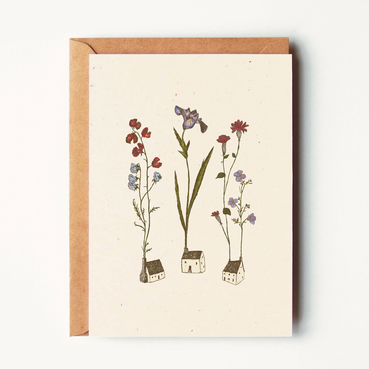 Little Houses in Bloom Greeting Card