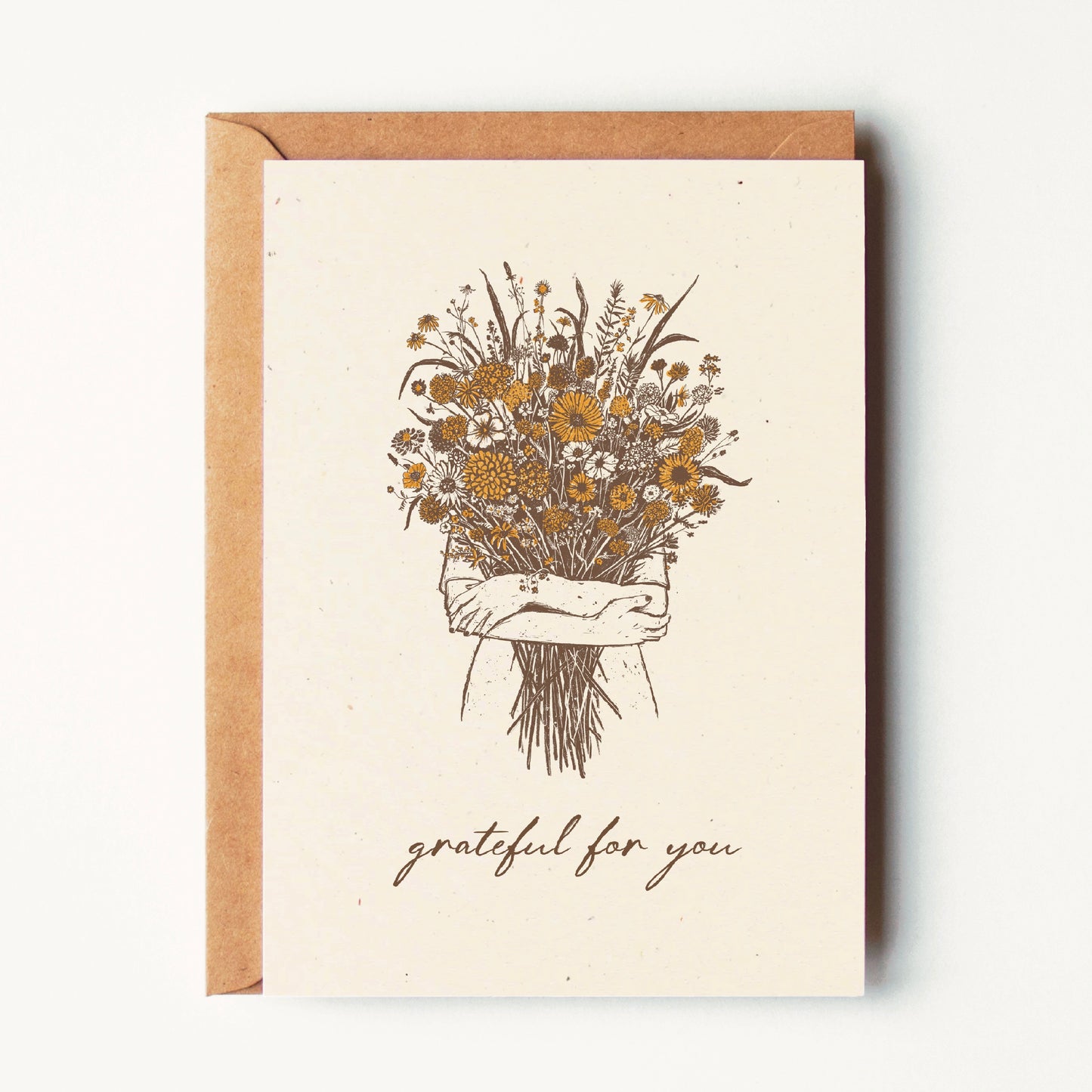 Grateful For You - Flowers In Her Arms - Greeting Card