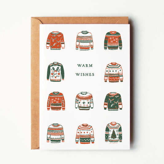 Holiday Sweaters, Warm Wishes Greeting Card