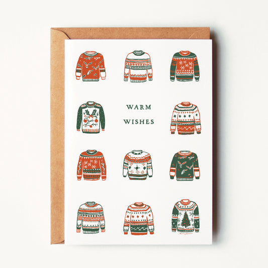 Holiday Sweaters, Warm Wishes Greeting Card