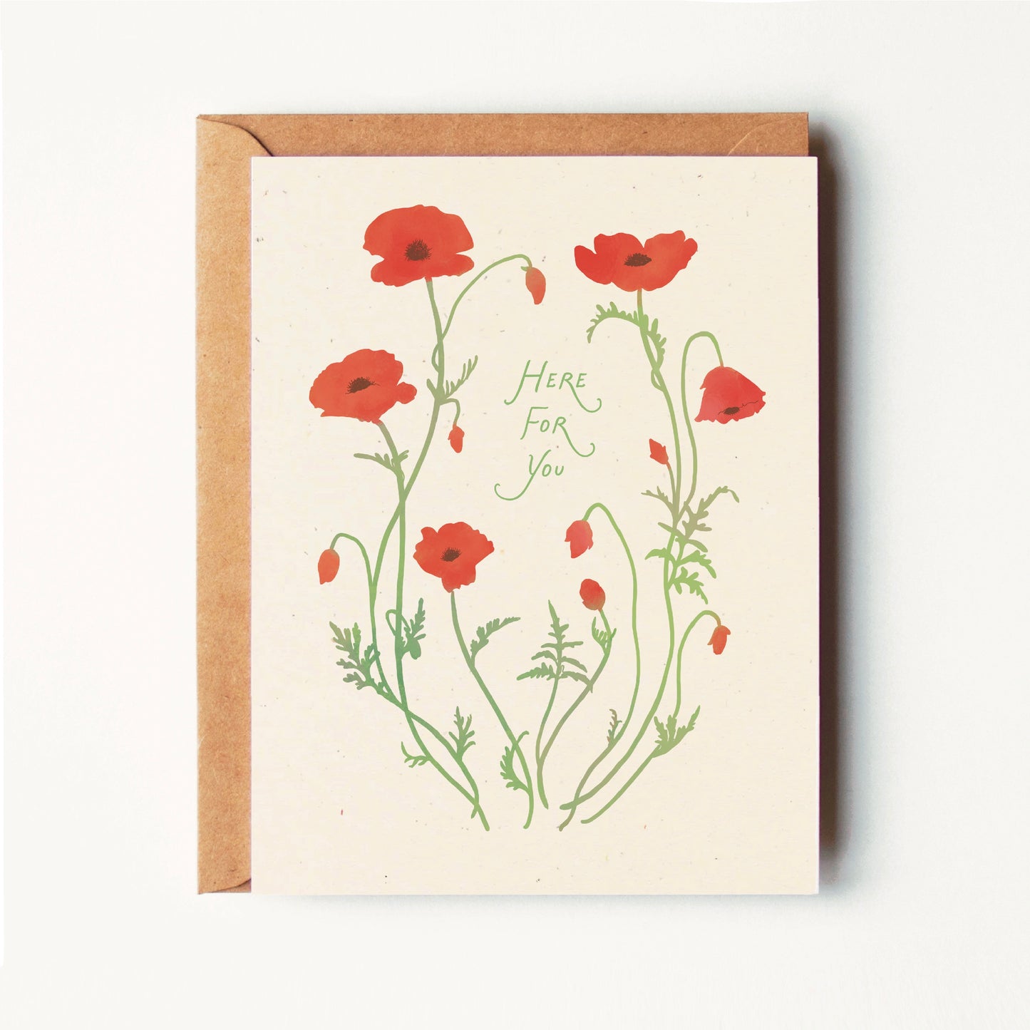 Here For You - Red Poppies - Greeting Card