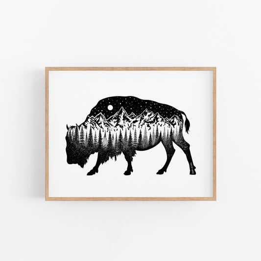 Mountain Buffalo Art Print