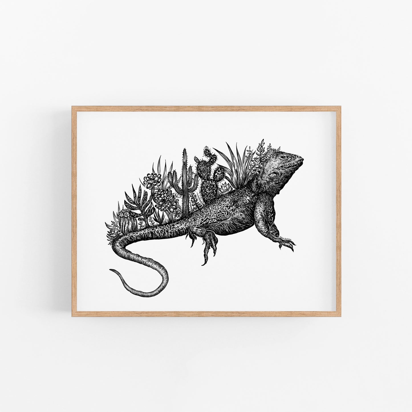 Cacti Lizard Art Print