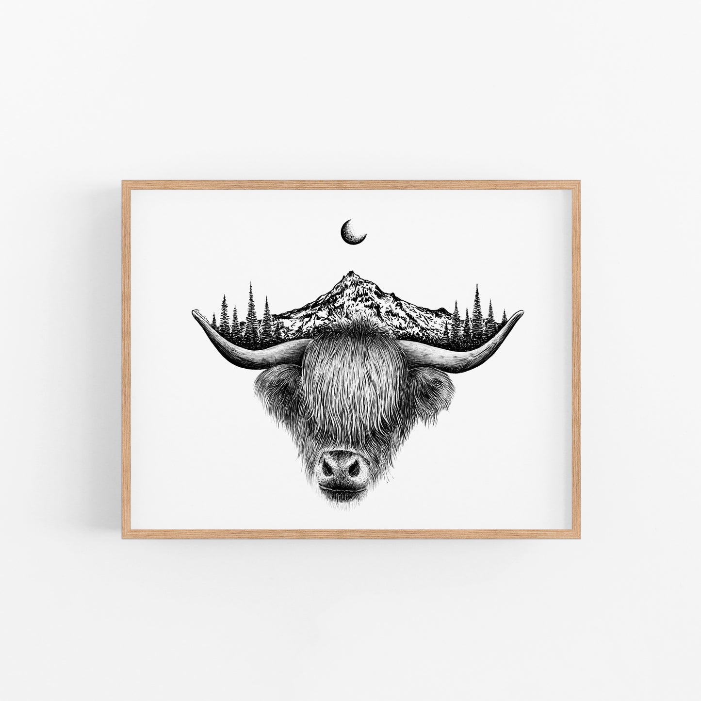 Mountain Highland Cow Art Print