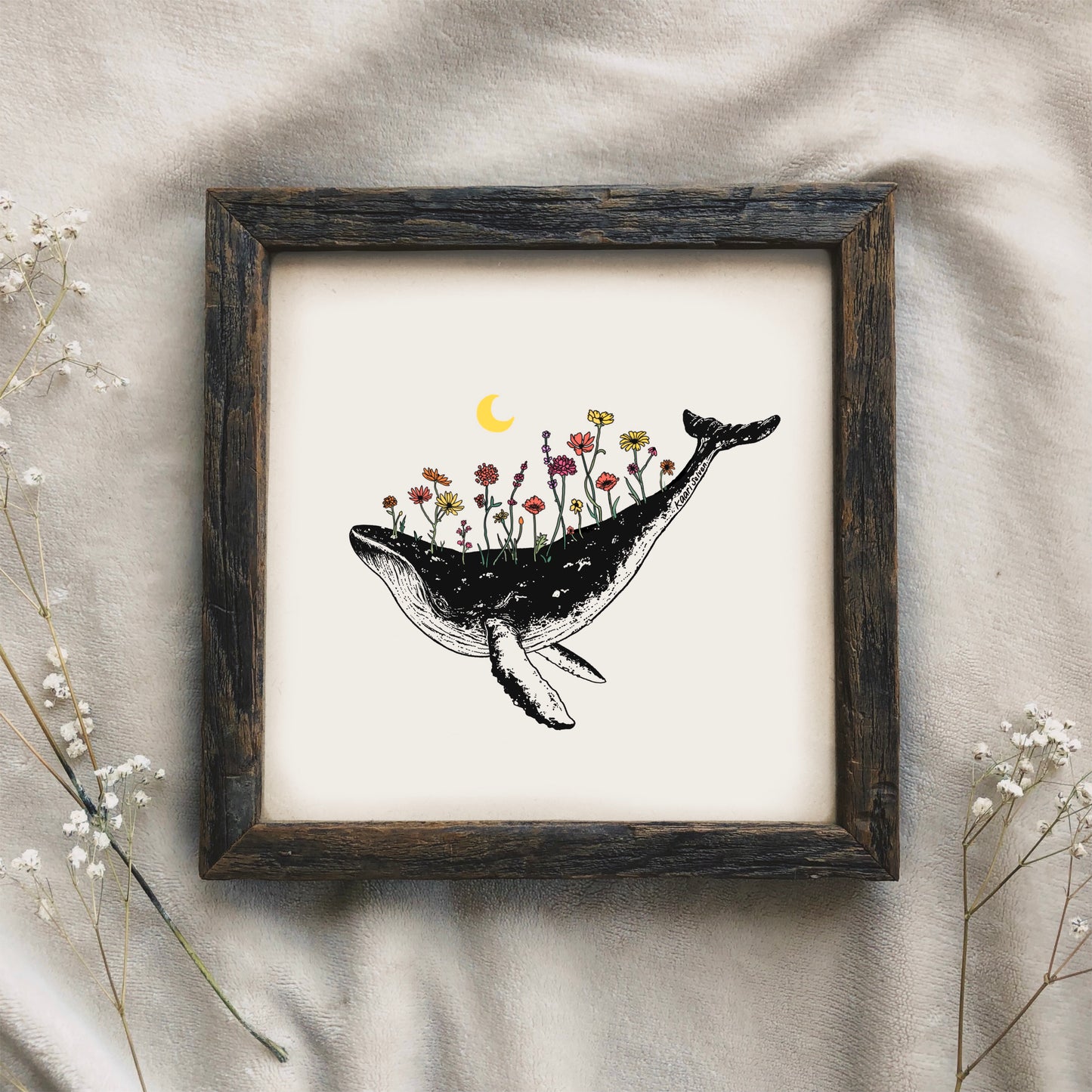 Floral Whale Art Print