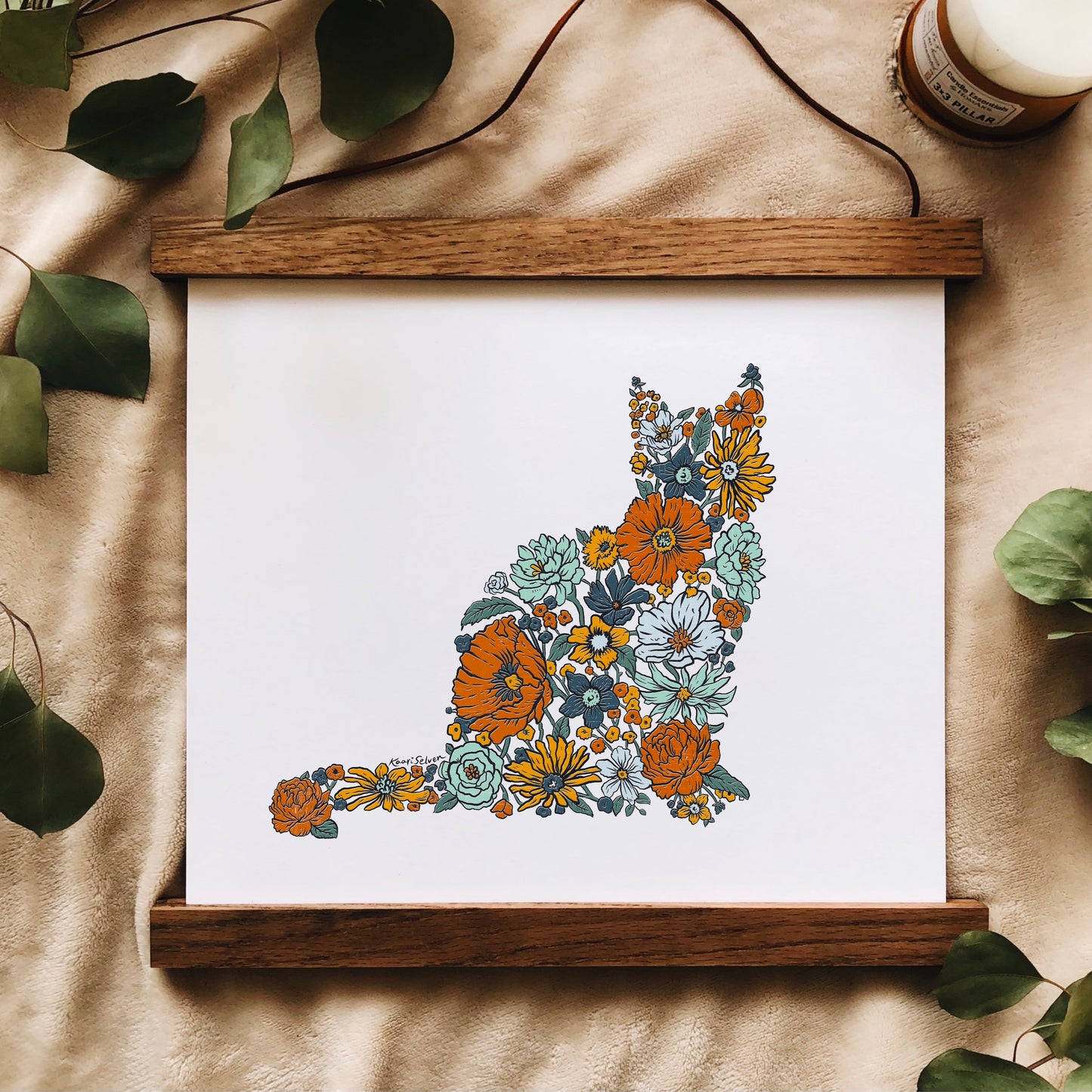 Floral Cat Art Print