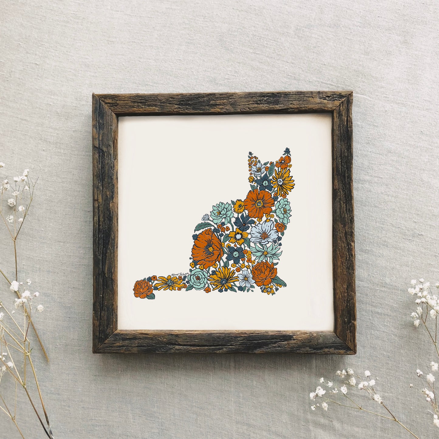 Floral Cat Art Print