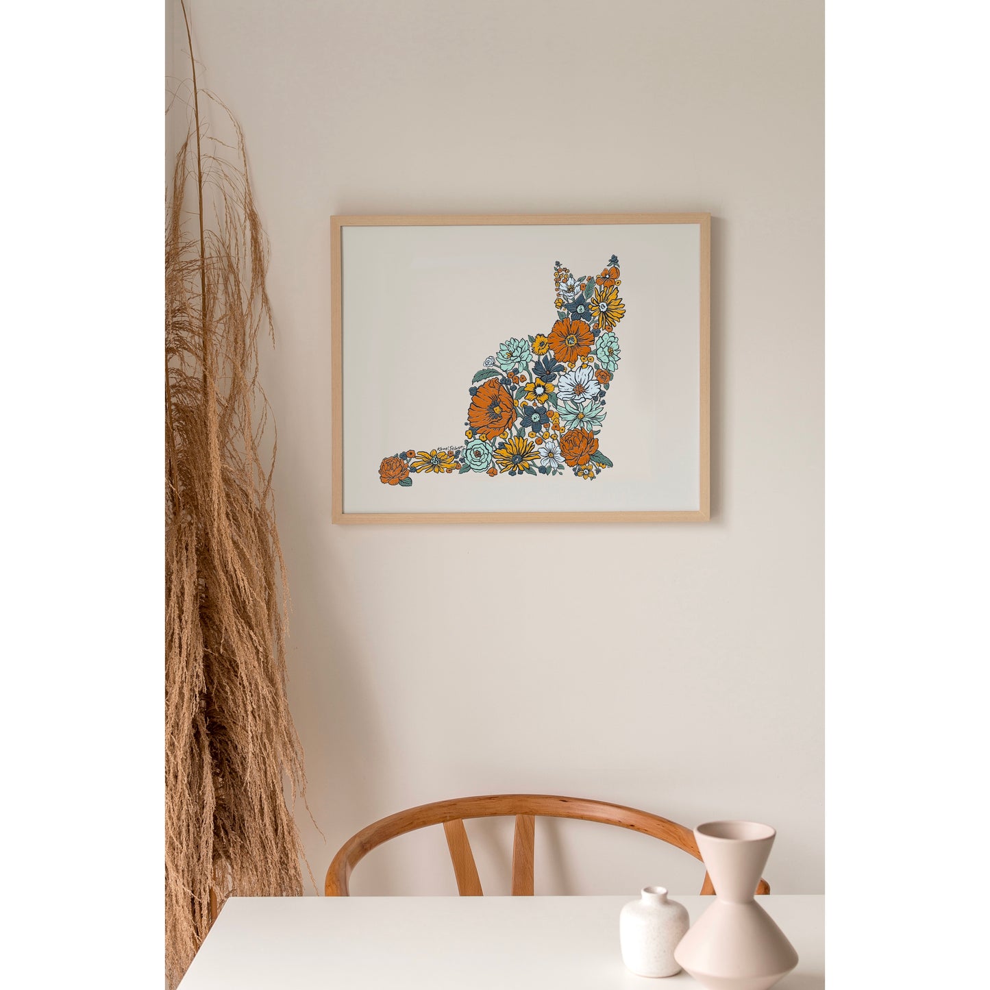 Floral Cat Art Print
