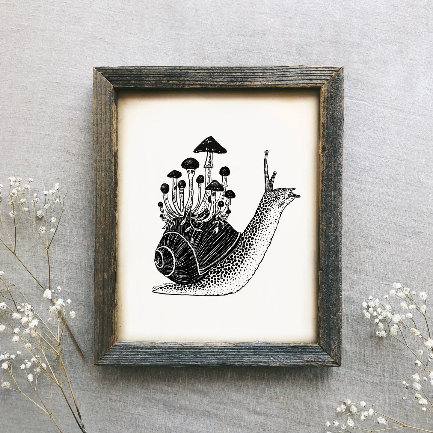 Mushroom Snail Art Print