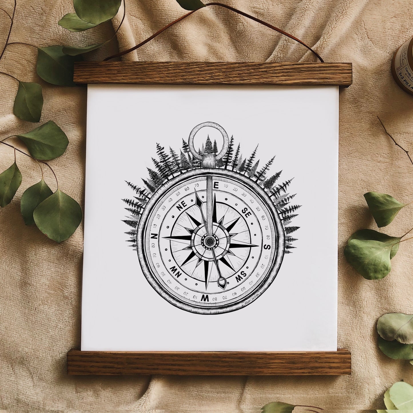 Forested Compass Art Print