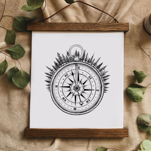 Forested Compass Art Print