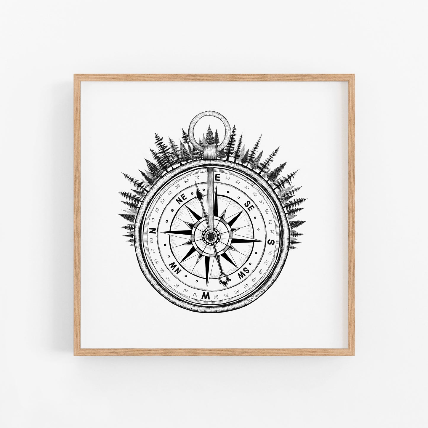 Forested Compass Art Print