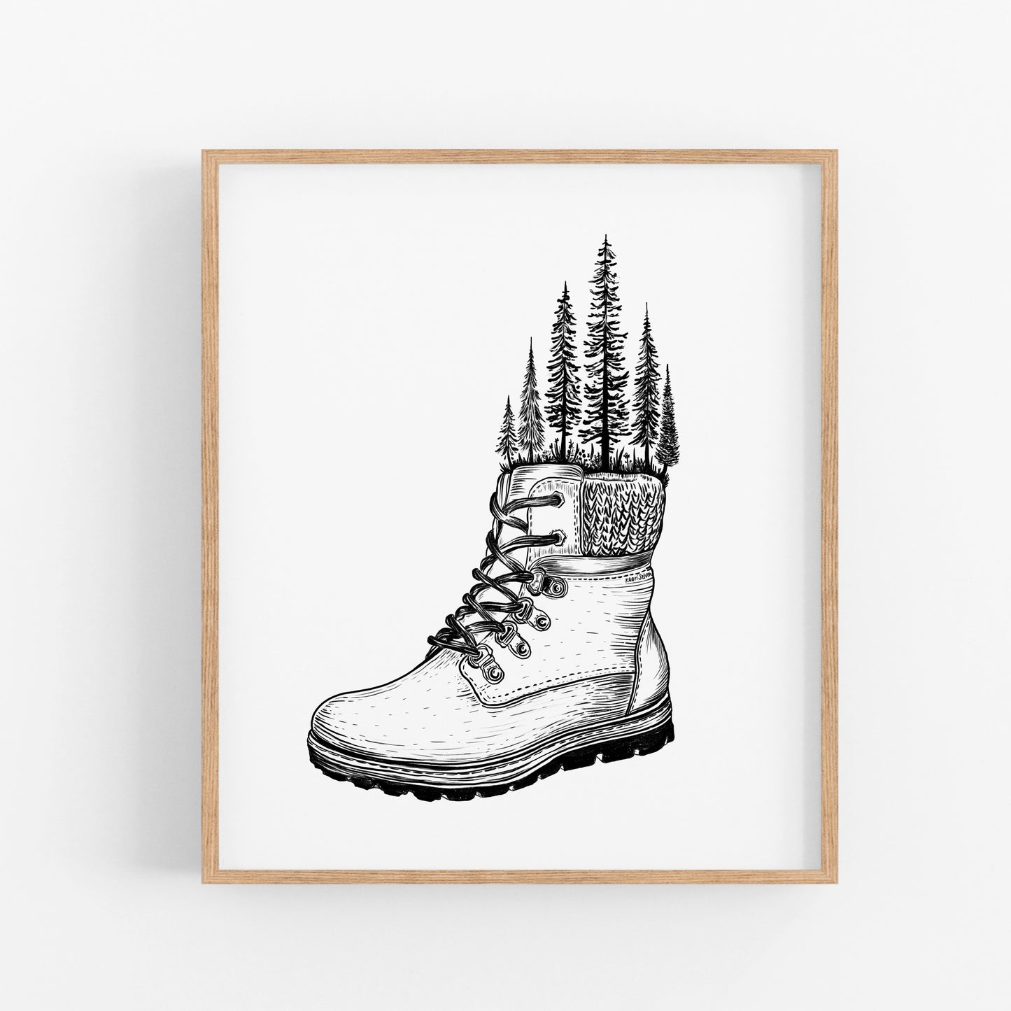 Forested Hiking Boot Art Print