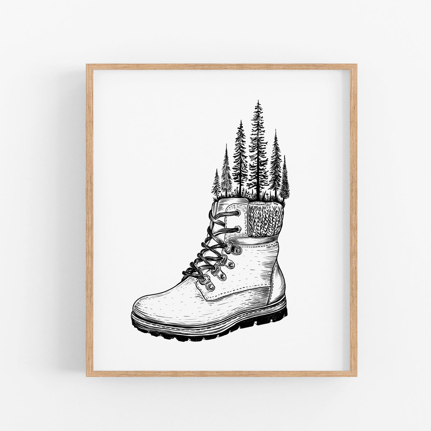 Forested Hiking Boot Art Print