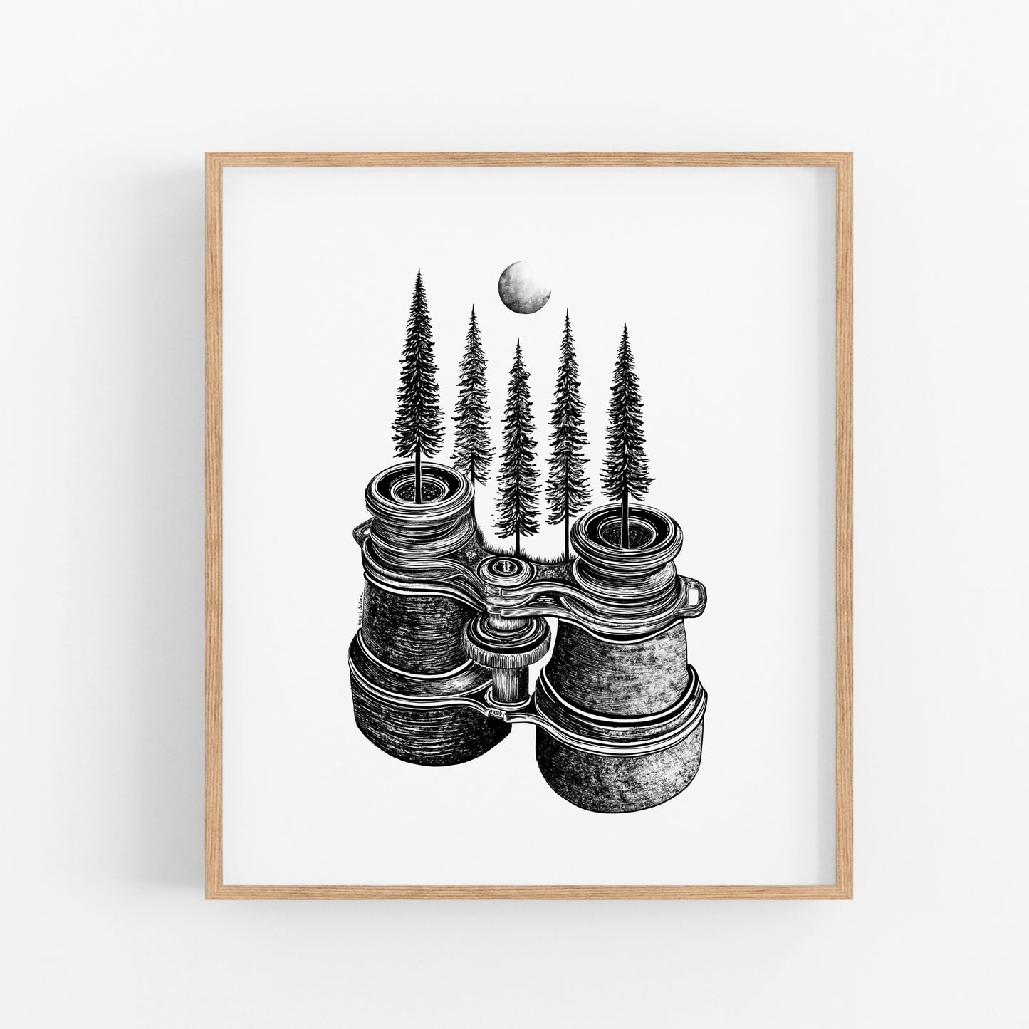 Forested Binoculars Art Print