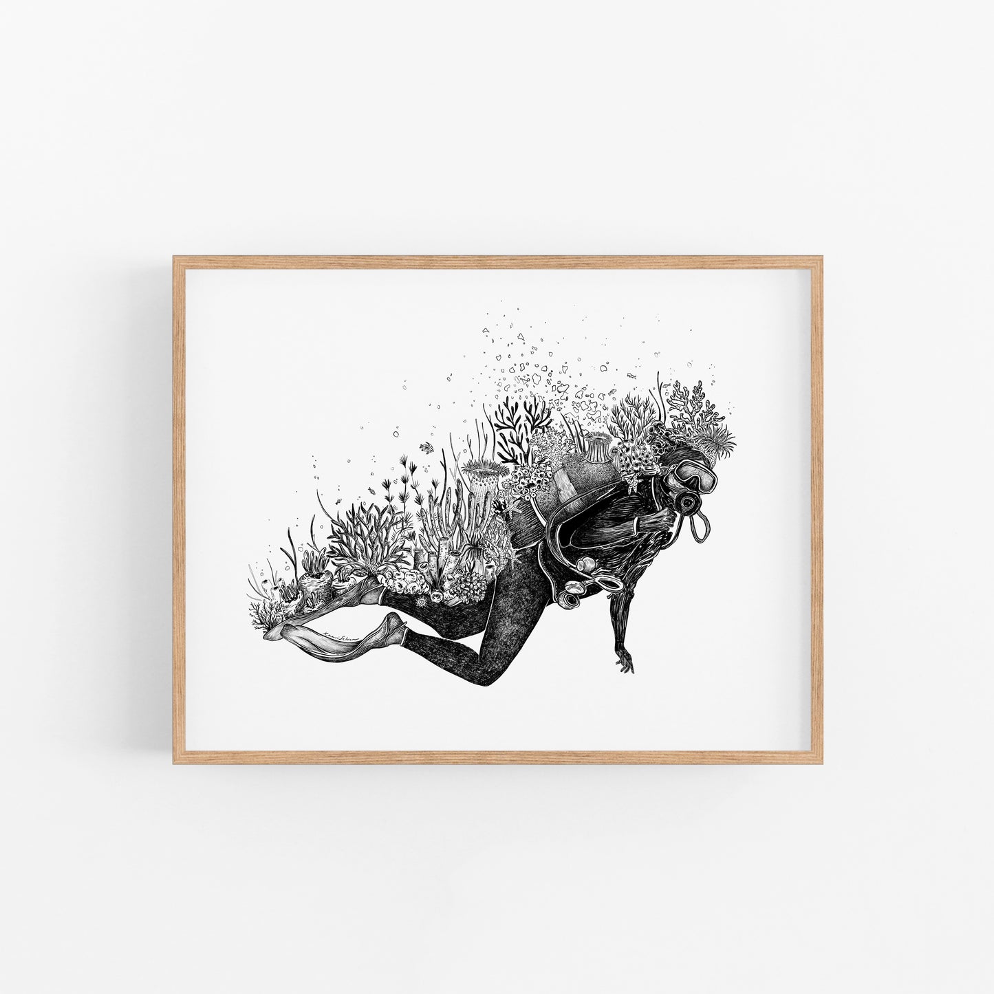 Coral Scuba Diver Art Print