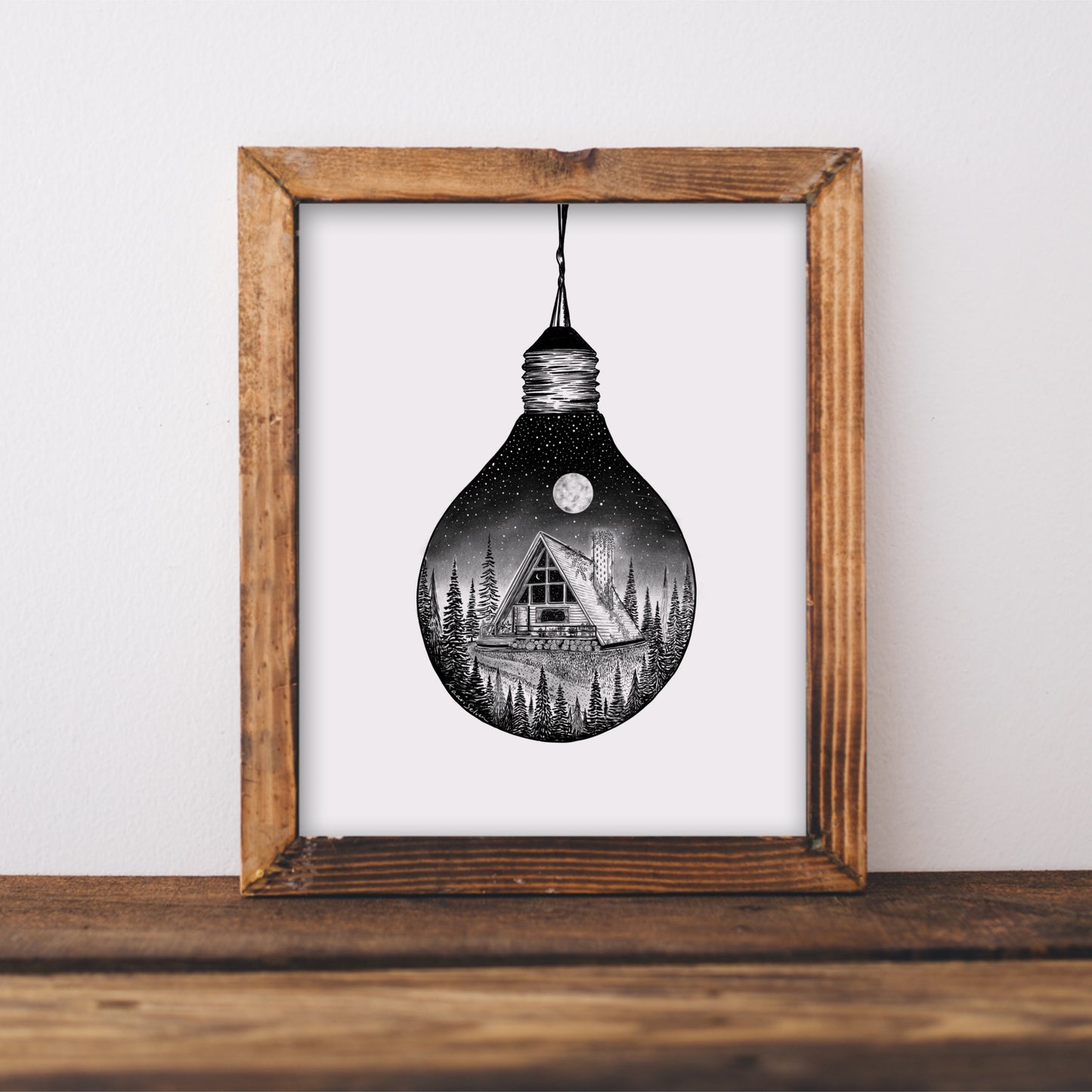 Lightbulb + Cabin Art Print